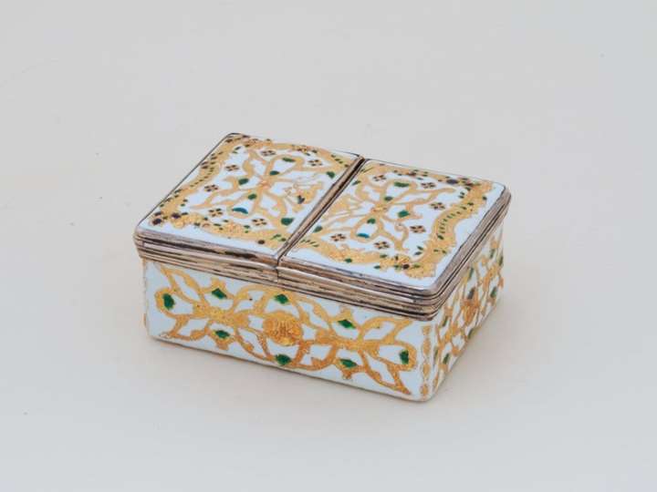 German Enamel Double Snuff Box with Silver-Gilt Mountings
